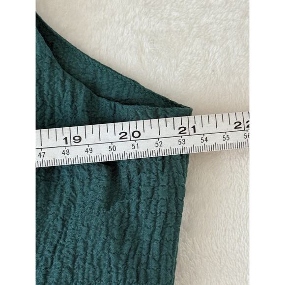 NWT Calvin Klein Green Crinkle‎ Wide Leg Crop Jumpsuit Sz 14 Sleeveless Belted - Picture 12 of 16